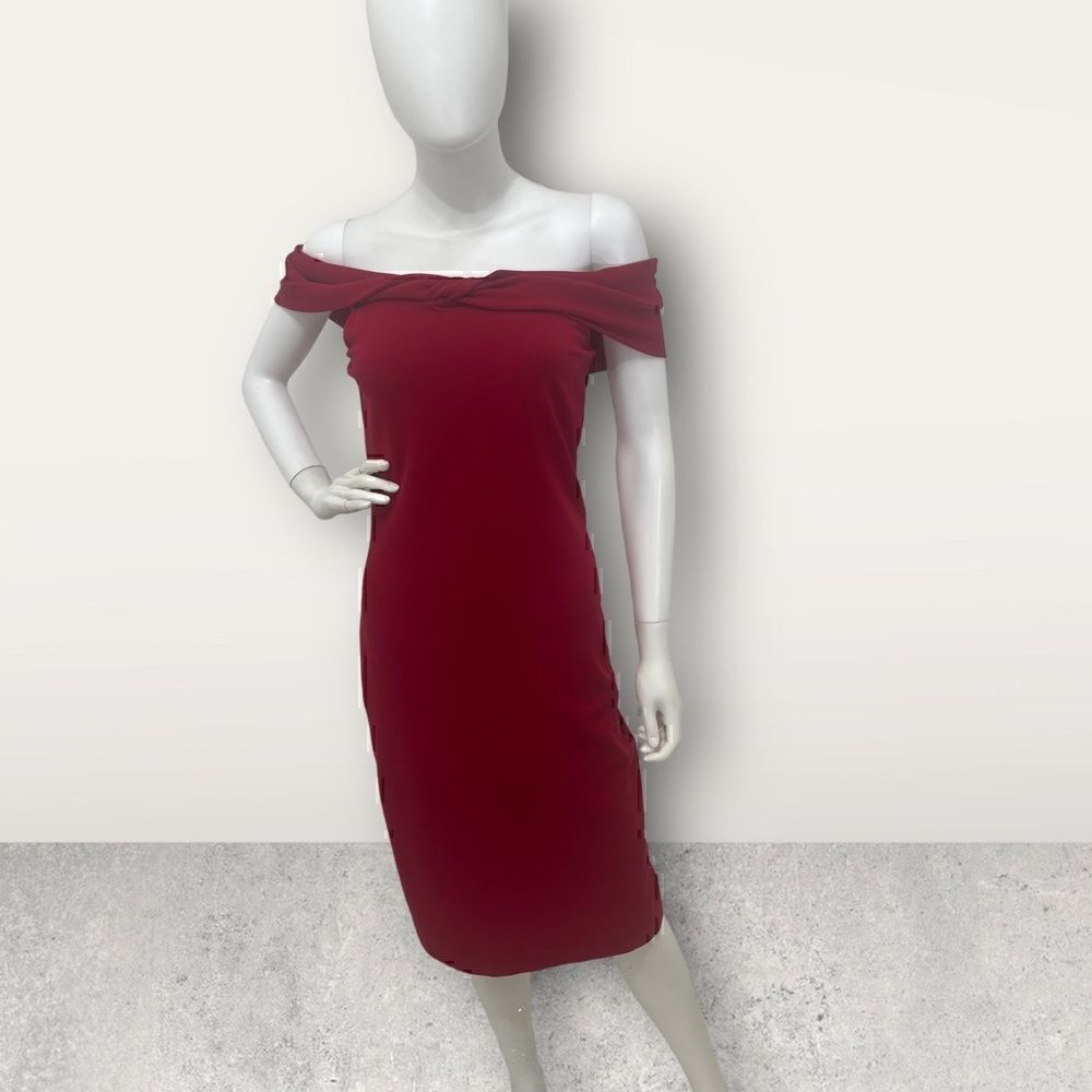 ‎Nicole Miller Pink Off The Shoulder MIDI Dress